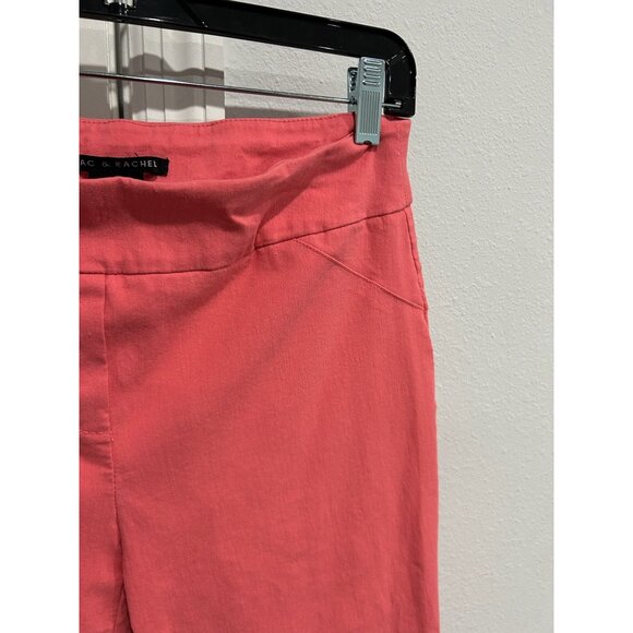 Zac & Rachel Pull On Cropped Capri Pants Coral Sz 10 Flat Front O-Ring Hem - Picture 4 of 10